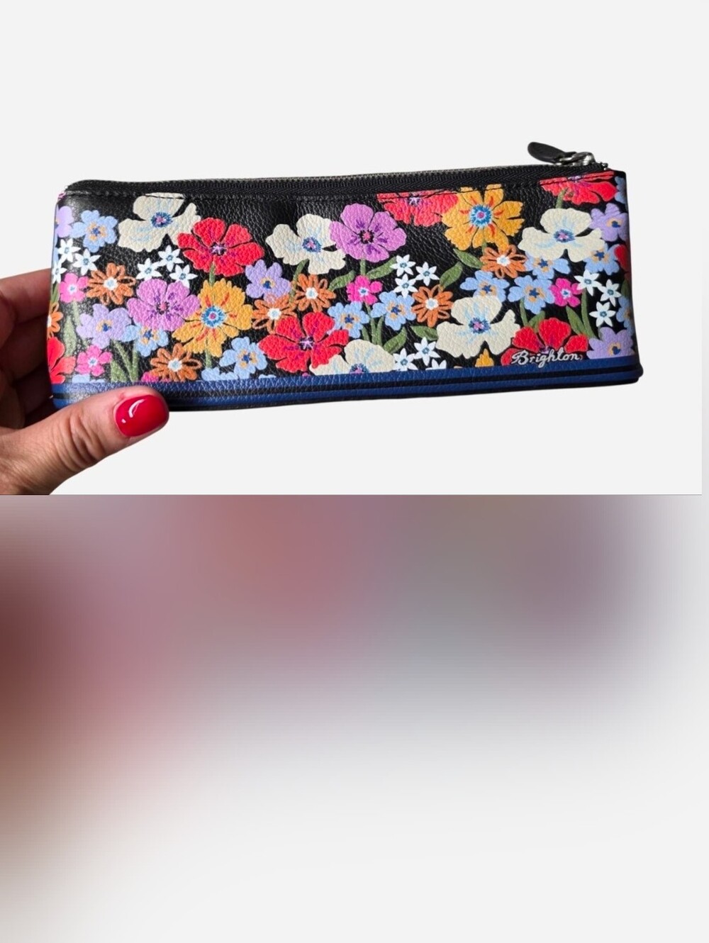 Brighton Painted Poppies Pouch, featuring a vibrant floral design
